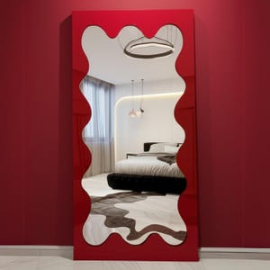 Wavy Full Length Floor Mirror: Asymmetrical Squiggle Home Decor