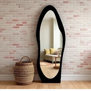 Wavy Full Length Mirror - Large Irregular Vertical Mirror -  Squiggle Large Mirror - Luxury Long Aesthetic Mirror - Long Asymmetrical Mirror