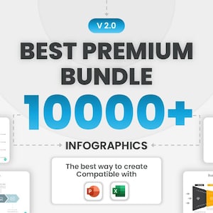 May include: A graphic with the text "BEST PREMIUM BUNDLE 10000+ INFOGRAPHICS". The image also includes the text "The best way to create Compatible with" and icons for PowerPoint and Excel. The background is white with blue and gray accents.