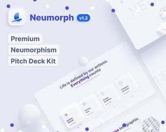 Neumorphic Presentation Template | 150+ Fully Animated Slides Compatible with: Power Poitn and Keynote
