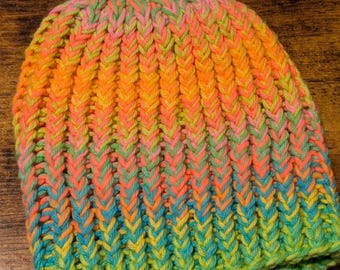 Rainbow Chunky Knit Beanie