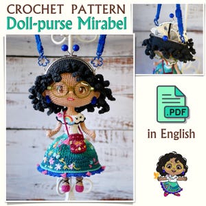 PDF Häkelanleitung Puppen-Geldbeutel Mirabel Madrigal «Encanto», PDF in Englisch, Crossbody Bag, Amigurumi doll handmade