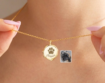 Actual Pet Paw Print Necklace, Dog Paw Necklace, Custom Dog Name Necklace, Pet Memorial Jewelry, Pet Loss Gift for Pet Lover, Gift for Her
