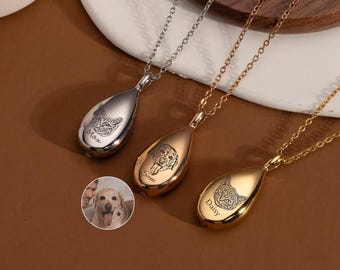 Urn Necklace for Pet Ashes, Teardrop Pet Urn Necklace, Personalized Cremation Jewelry,  Pet Ashes Necklace, Memorial Gift for Her, Pet Loss