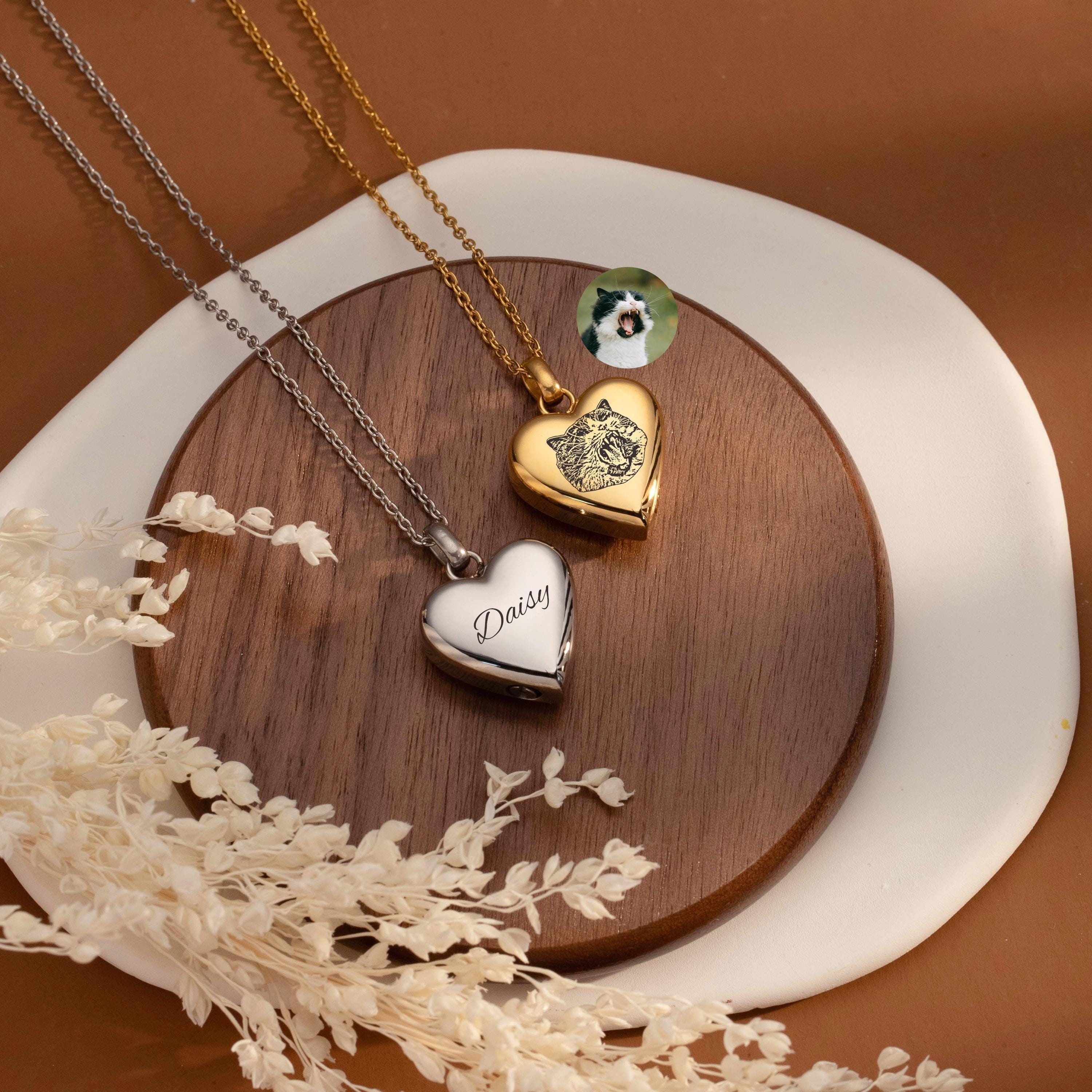 Memorial Necklace Gold Cremation Necklaces For Ashes Gold Silver