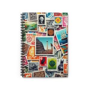 Caderno espiral de viagem vintage - linha pautada, perfeito para diário, anotações, presentes para viajantes, scrapbooking, design de colagem floral