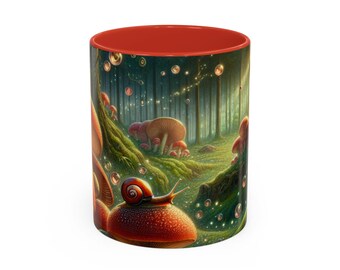 Whimsical Forest Theme Coffee Mug 11 oz, Magical Drinkware for Nature Lovers, Unique Gift for Coffee Enthusiasts