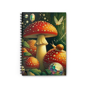 Whimsical Mushroom Spiral Notebook - Fairy, Nature Inspired Journal, Nature Lover, Mushroom Journal, Woodland, Forest, Wild Mushrooms