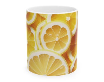 Lemon Mug Lemons Kitchen Mug Lemon Love Mug with Fruits