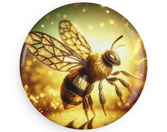 Bee Inspired Round Magnet, Honey Bee Decor, Nature Gift, Cute Fridge Magnets, Eco-Friendly Home Decoration, Gift for Bee Lovers, Perfect