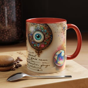 Whimsical Talisman Accent Coffee Mug 11 oz - Colorful Gemstone Design, Perfect Gift for Art Lovers, Birthday, Housewarming, Home Decor