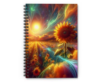 Sunflower Spiral Notebook - Ruled Line, Vibrant Floral Journal, Dreamy Stationery Gift, Aesthetic Writing Pad, Nature-Inspired Diary