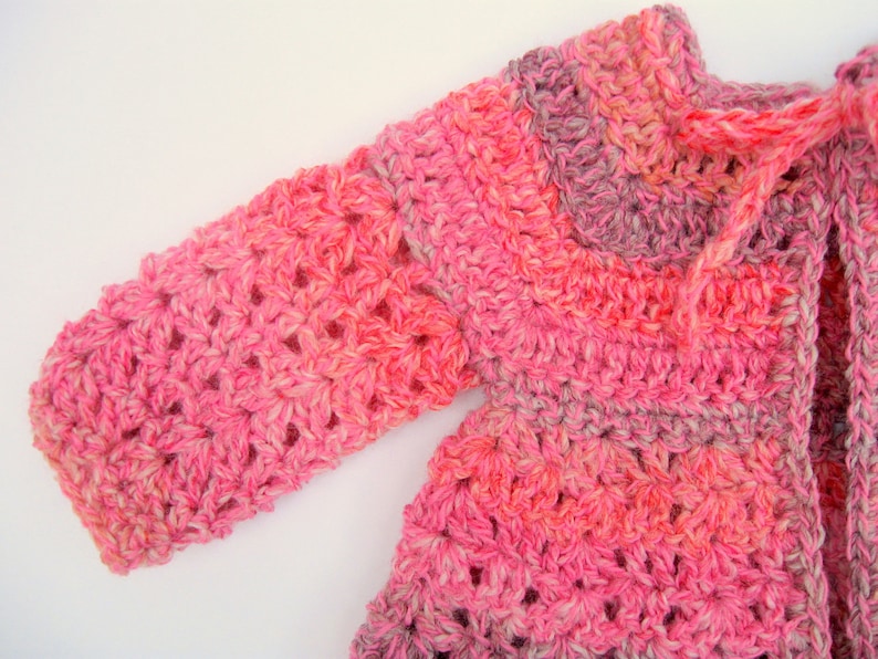 Baby Sweater Pretty In Pink 0 to 3 months in Size Handmade by NormasTreasures on etsy