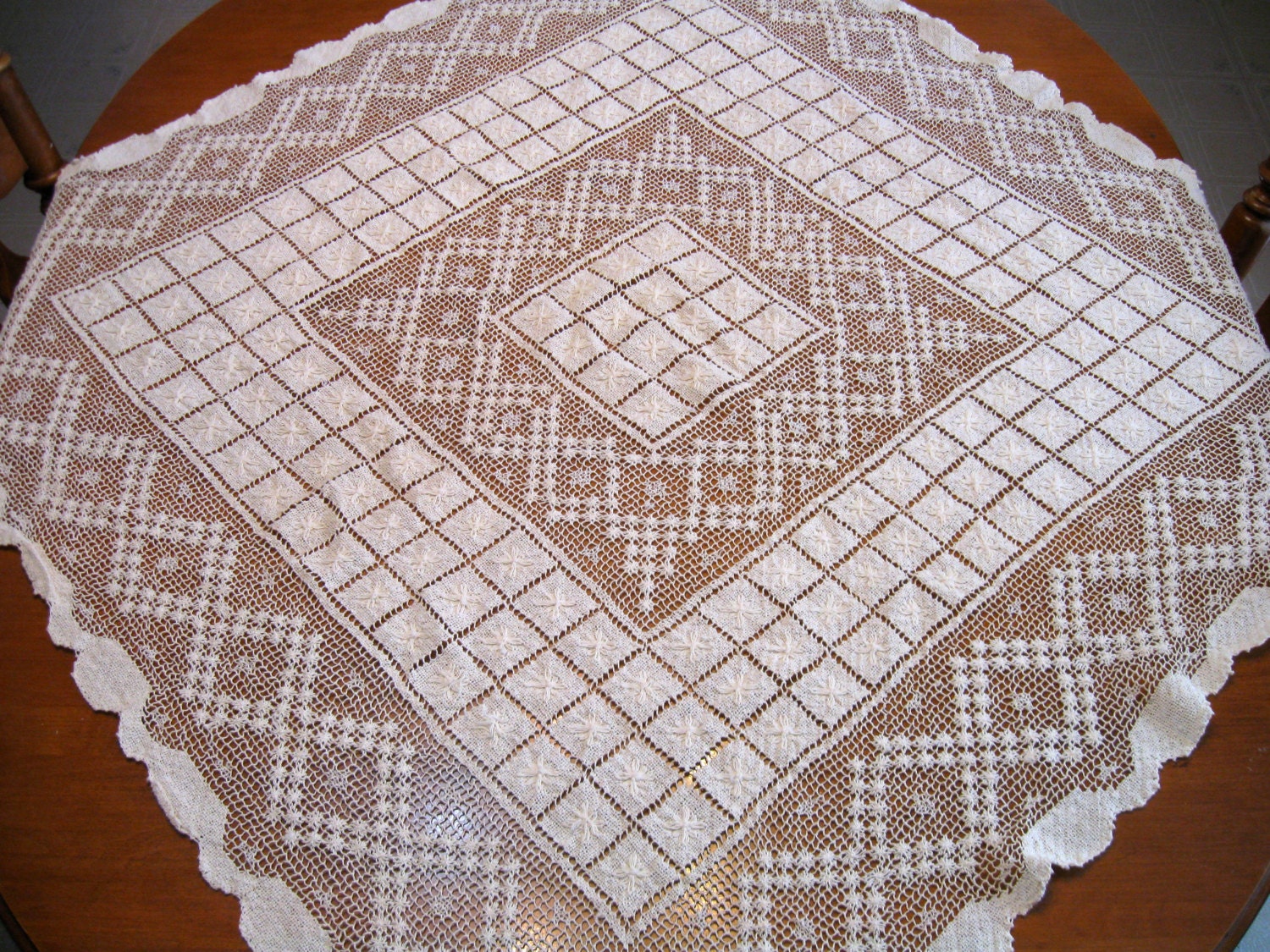 Tuscany Vintage Table Topper Tablecloth Ecru Cottage Style Etsy
