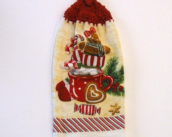 Gingerbread Towel, Hanging Towel, Kitchen supplies,  Christmas Gift, Hostess Gift, Handmade by NormasTreasures