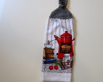 Coffee Towel, Hanging Towel,  Kitchen supplies,  Hostess Gift, Handmade by NormasTreasures