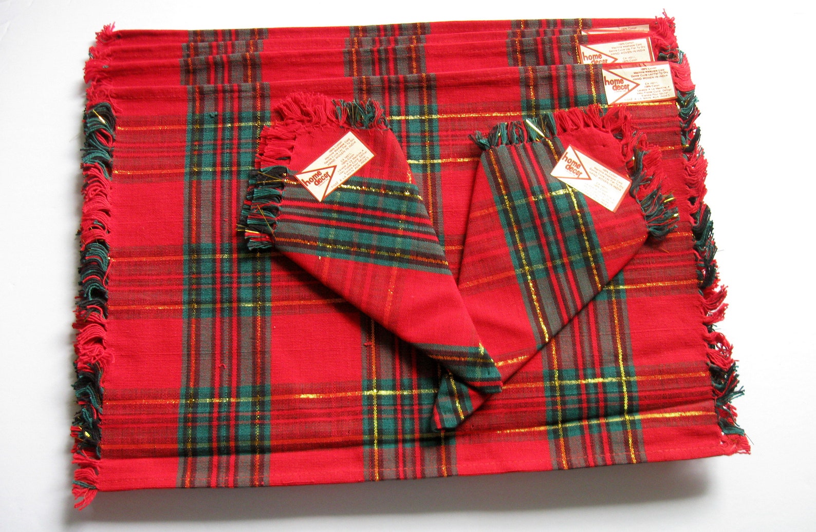 Red Plaid Vintage Placemats and Napkins 4 Placemats 4 Etsy