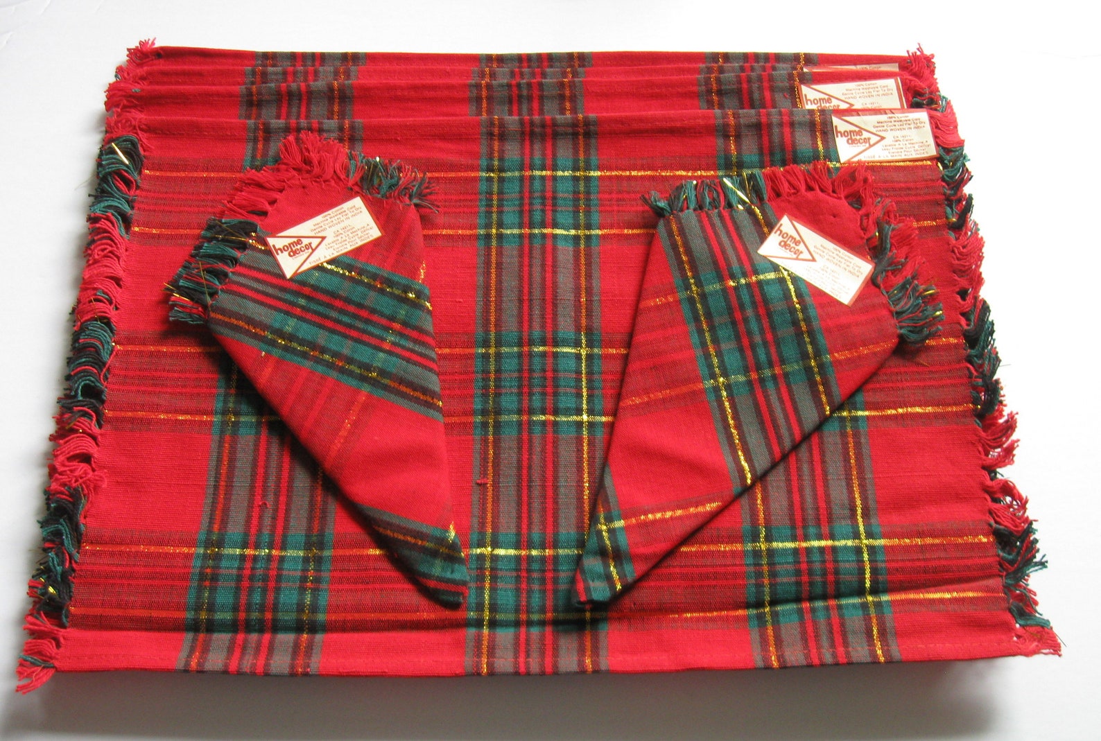 Red Plaid Vintage Placemats and Napkins 4 Placemats 4 Etsy
