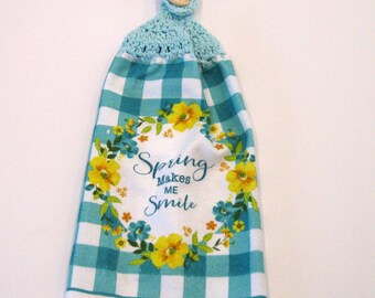 Stove Towel, Kitchen Towel, Spring Towel, Hanging Towel, Kitchen supplies, Handmade by NormasTreasures