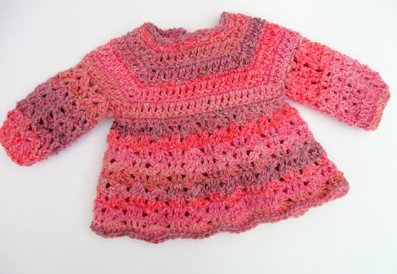 Baby Sweater Pretty In Pink 0 to 3 months in Size Handmade by NormasTreasures on etsy