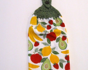 Fruit Hanging Towel - Strawberries - Lemons - Bananas - Avocados  -  Kitchen supplies - Hostess Gift, Handmade by NormasTreasures