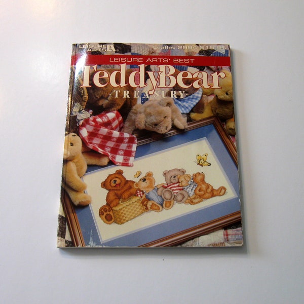 Teddy Bear Treasury Counted Cross Stitch Book, Paperback,  40  plus Patterns,  Leisure Art's Best Coloured Charts, Excellent Condition