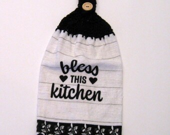 Bless this Kitchen Hanging Towel,  Hanging Towel, Stove Hanging Towel,  Kitchen Towel,  Hostess Gift, Handmade by NormasTreasures