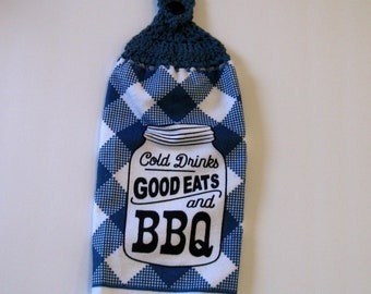 Cold Drinks Good Eats and BBQ Hanging Towel, Hanging Towel, Cottage Towel,  Kitchen supplies, Hostess Gift, Handmade by NormasTreasures