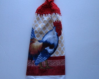 Rooster Hanging Towel, Hanging Towel, Kitchen supplies, Retro Farm, Hostess Gift, Handmade by NormasTreasures