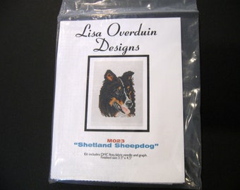 Shetland Sheepdog Cross Stitch Kit,  Lisa Overduin Designs, Aida Cloth, DMC, Chart,  Cross Stitch,  DIY, x Stitch, by NormasTreasures