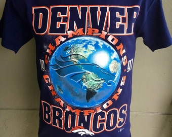 Denver Broncos Super Bowl Champions 1997 vintage t-shirt - blue tee size medium