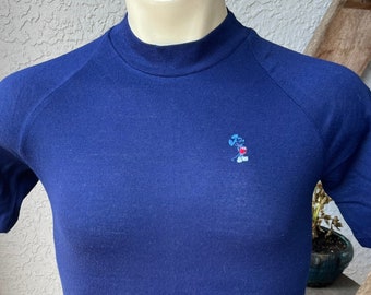 Camiseta vintage de Mickey Mouse de los años 80 con costuras en azul suave - Disney, talla 18