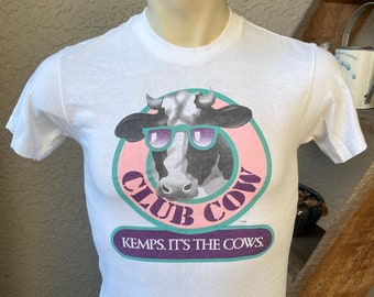 Club Cow Kemps Ice Cream 1980s Vintage Cow T-shirt - White Size