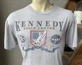 Kennedy Space Center NASA 1990s distressed vintage tee shirt - gray size X-large