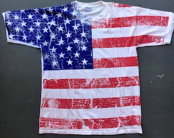 American flag 1980s vintage tee shirt size XL