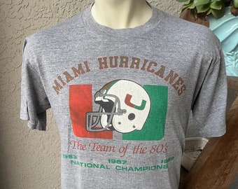 University of Miami Hurricanes Team of the 1980s genuine vintage tshirt - size large