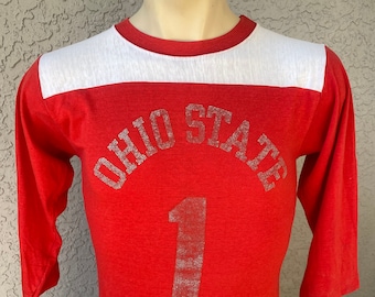 Ohio State University 1980s vintage long sleeve t-shirt red size medium Buckeye