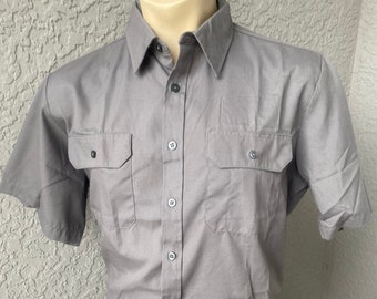 Vintage 1990s gray collared short sleeve work shirt - size 17