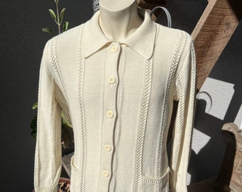 1970s vintage knit ladies cardigan sweater - size large