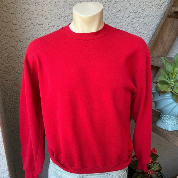 True red 1980s blank soft vintage Jerzees sweatshirt - size medium