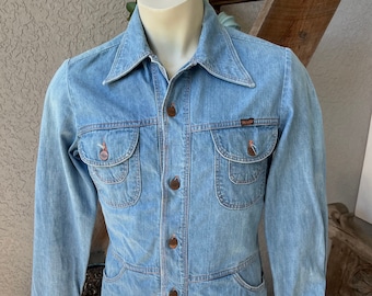 1970s vintage Wrangler Wrapid Transit denim chore shirt jacket - size medium