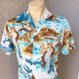 RARE Reyn&#39;s 1960s genuine vintage Aloha Hawaiian shirt - Namaka print size medium/large