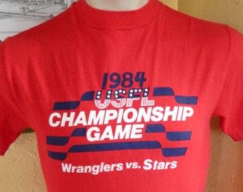 1984 USFL Football Championship Wranglers Vs Stars vintage tee shirt - red size small