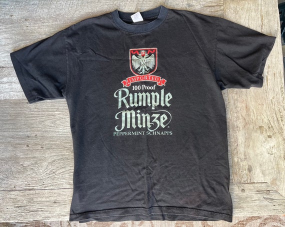 Rumple Minze Schnapps 1990s vintage tee faded bla… - image 5