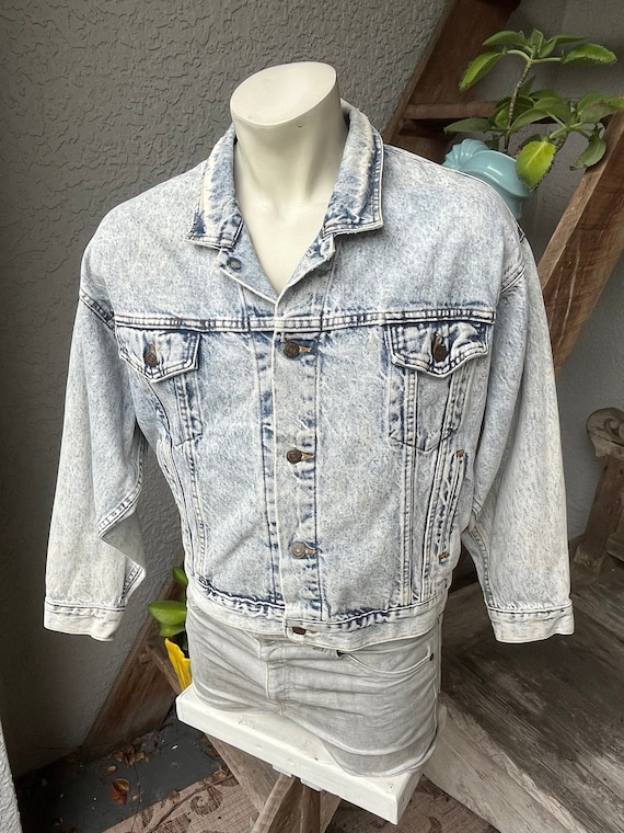 Echte Levis 1980s Acid Washed Jeansjacke Vintage Jeansjacke Größe