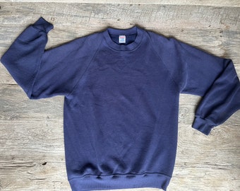 Russell 1980s midnight blue plain blank vintage sweatshirt - size large