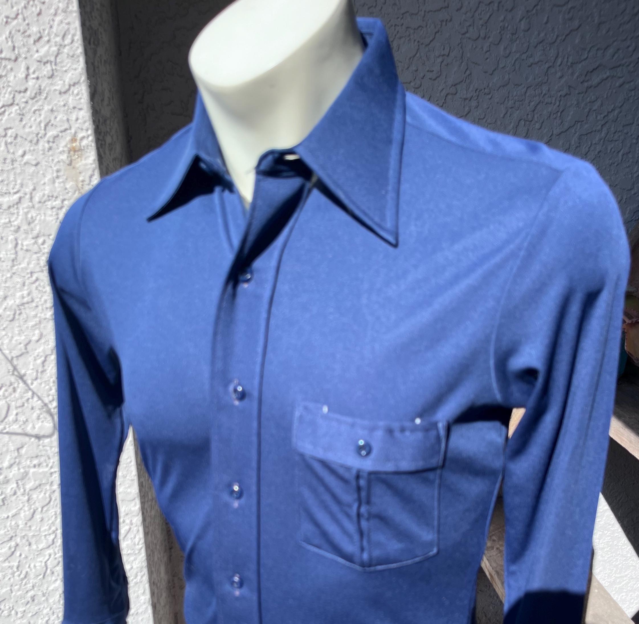 70s USA VINTAGE poly×co check shirt 開襟 Vintage 1970s JC Penney Wide Collared Long-sleeve Polyester Shirt