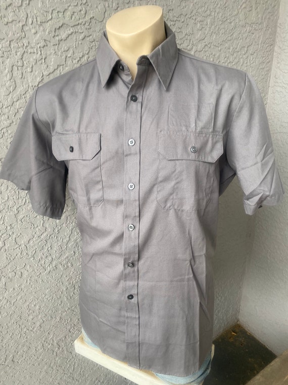 Vintage 1990s gray collared short sleeve work shir