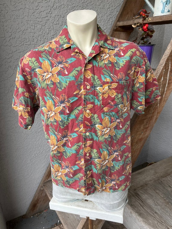 GAP 1980s vintage Hawaiian print collared short s… - image 1