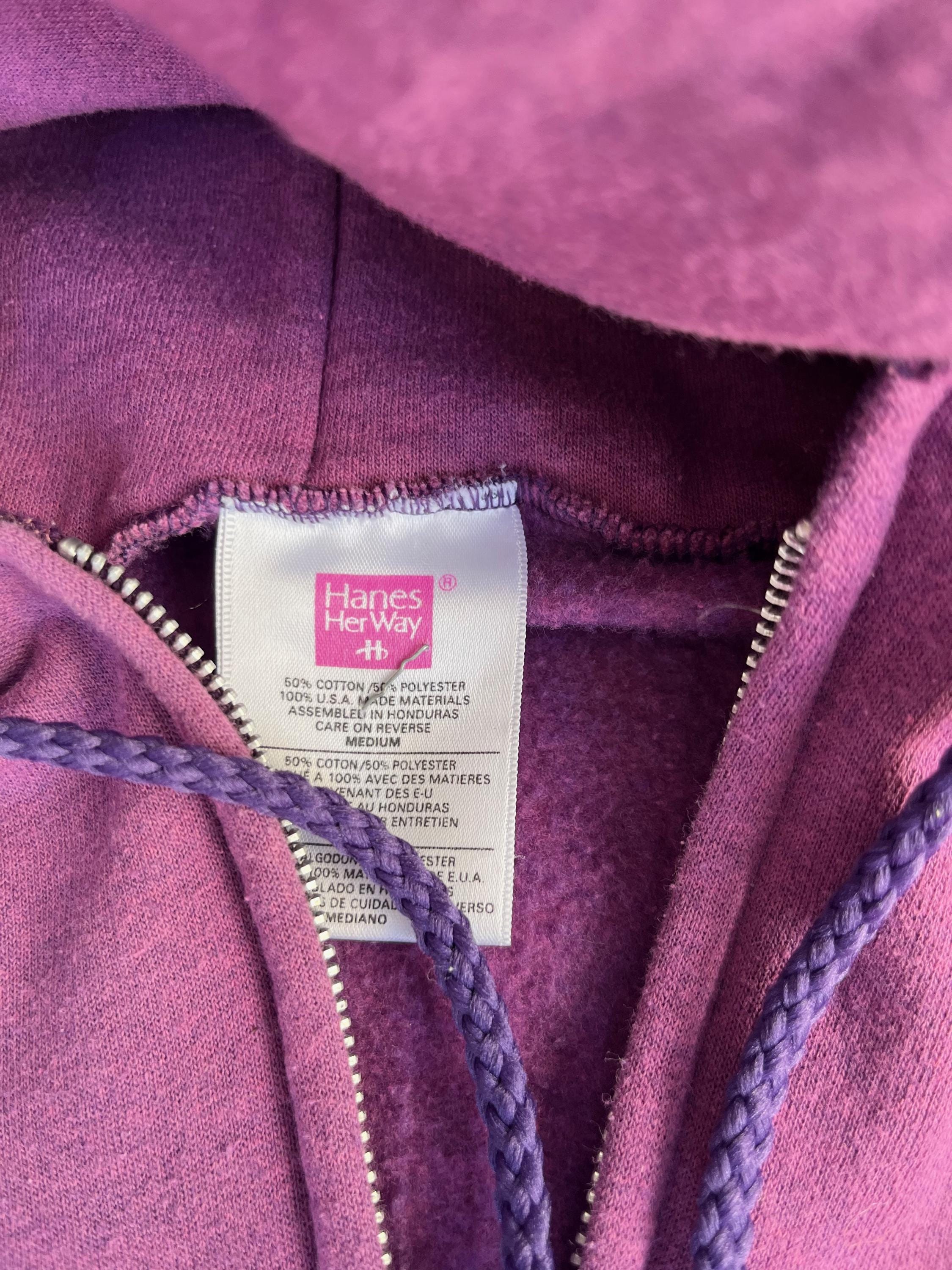 Vintage 90s Hanes Zip-up Hoodie – Heather Purple Sweatshirt, Made